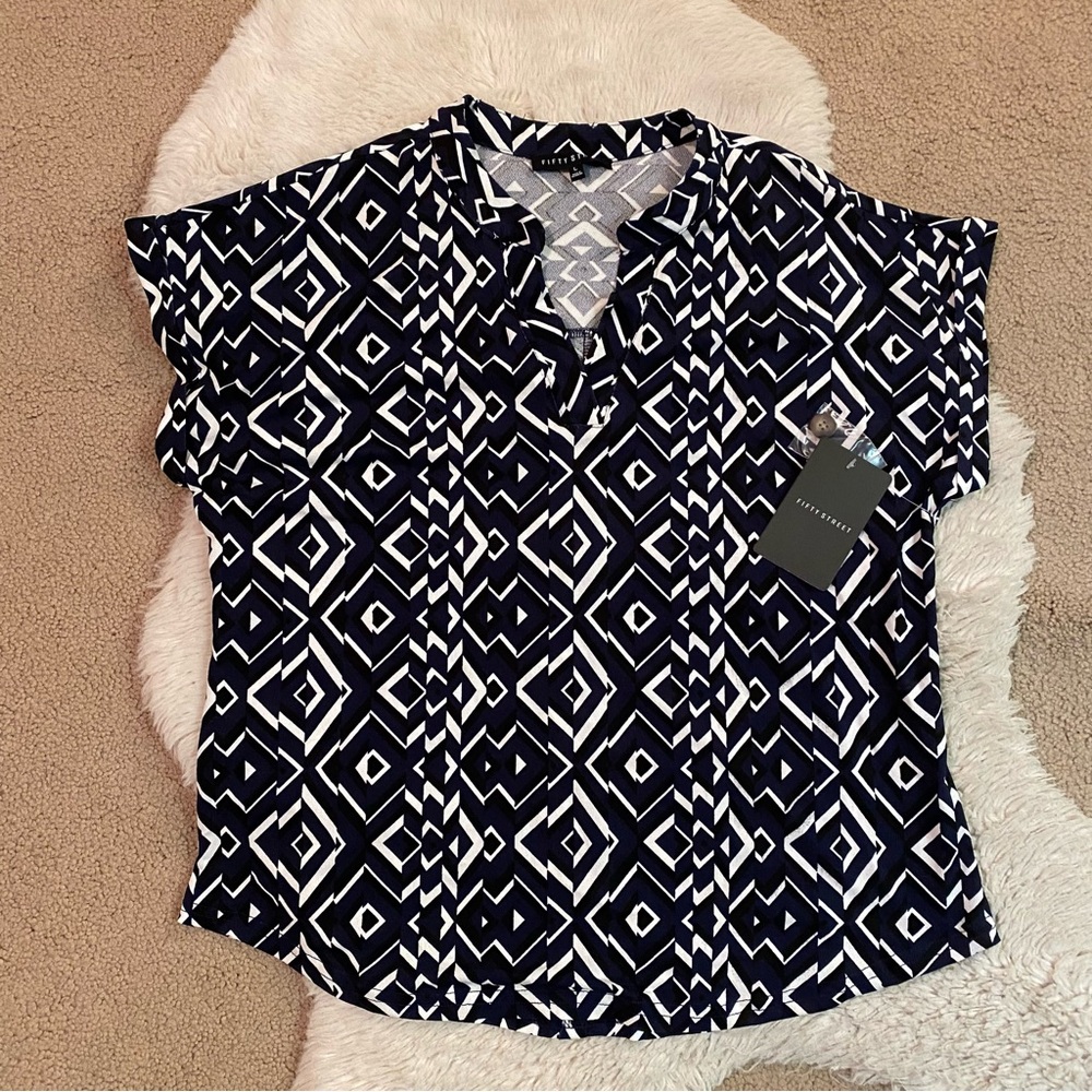Fifty Street Navy and White Blouse